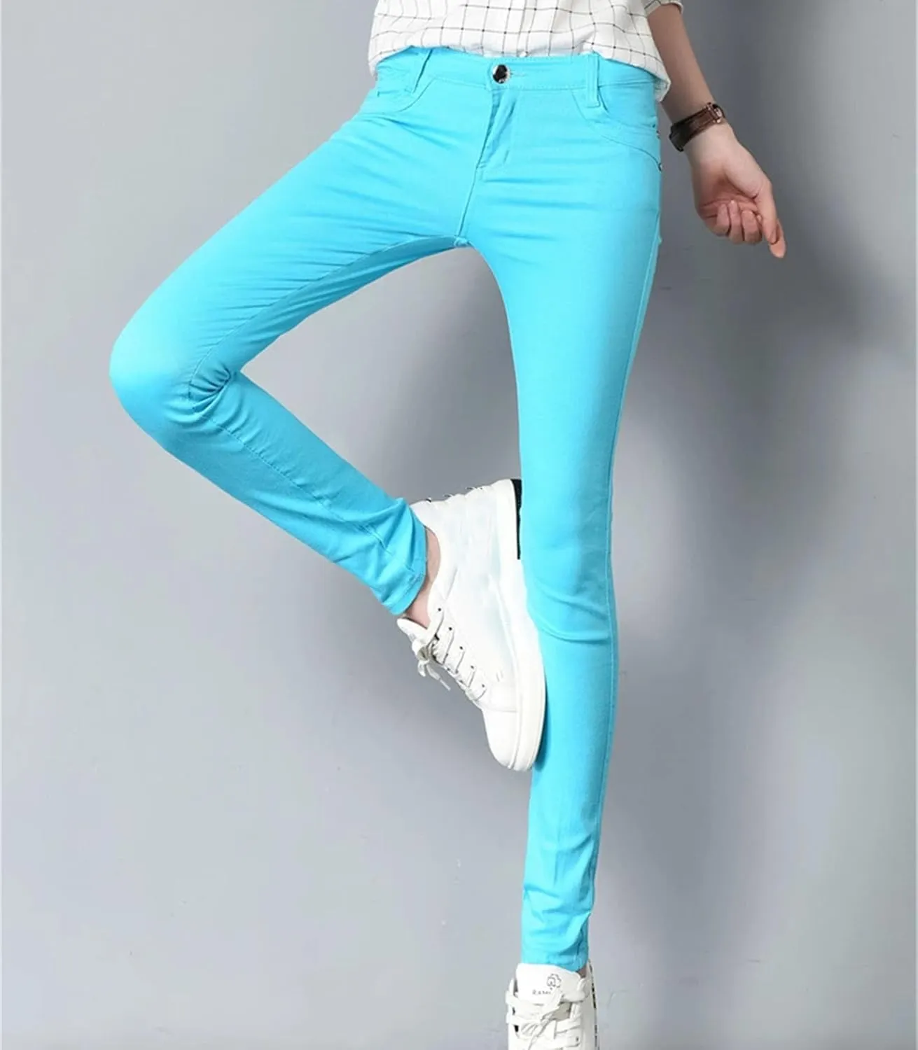 Women Oversized Pencil Jeans Office Skinny Denim Pants Slim Stretch Casual Trousers