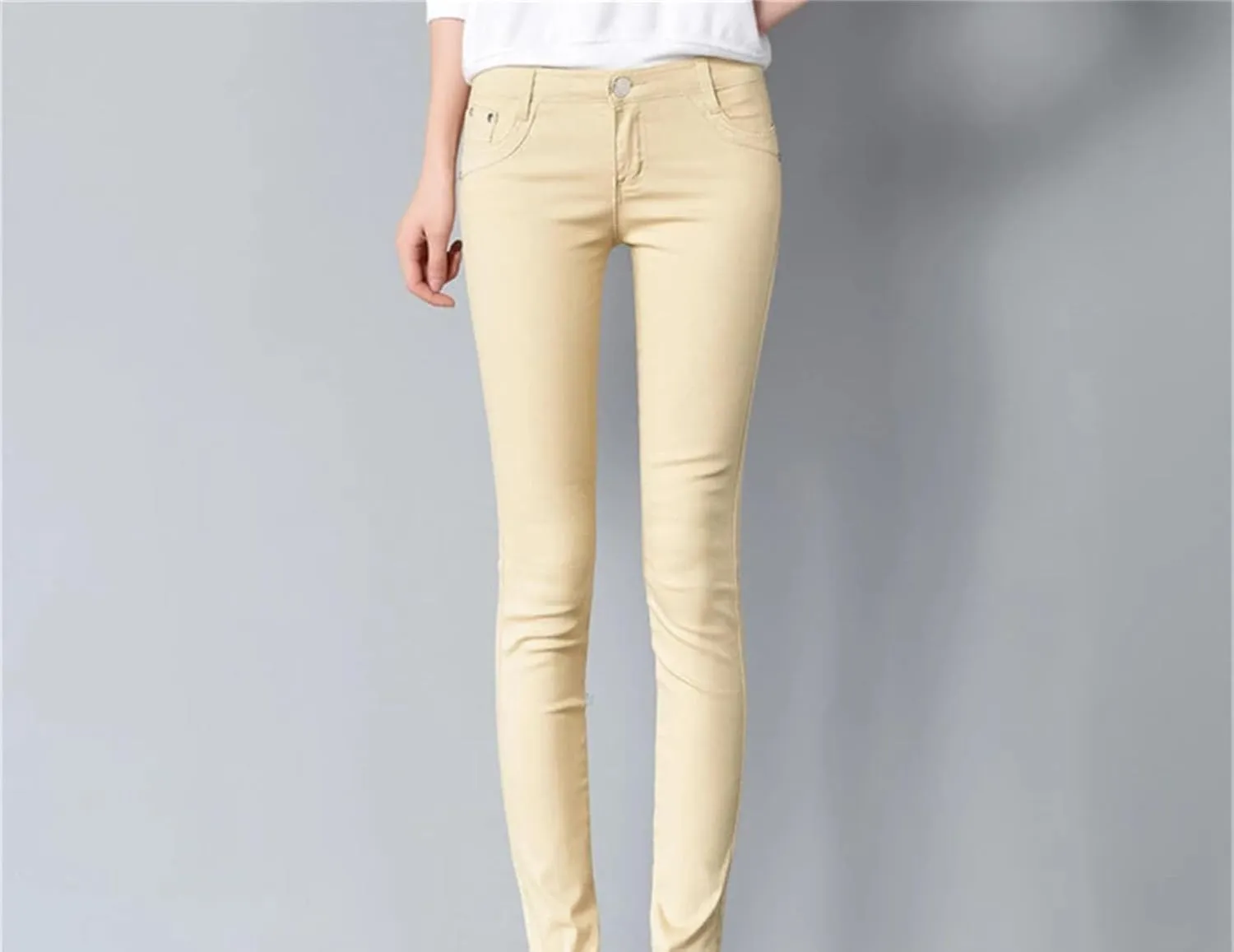 Women Oversized Pencil Jeans Office Skinny Denim Pants Slim Stretch Casual Trousers