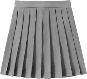Women Pleated Skirt Preppy Mini School Skirt Solid Color High Waist A Line Short Skirt Party Cheer Skirt Clubwear