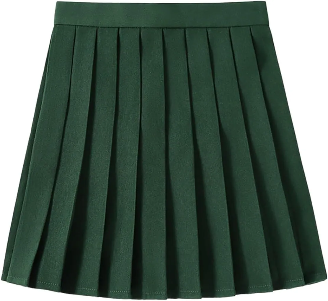 Women Pleated Skirt Preppy Mini School Skirt Solid Color High Waist A Line Short Skirt Party Cheer Skirt Clubwear