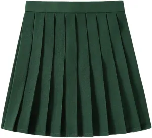 Women Pleated Skirt Preppy Mini School Skirt Solid Color High Waist A Line Short Skirt Party Cheer Skirt Clubwear