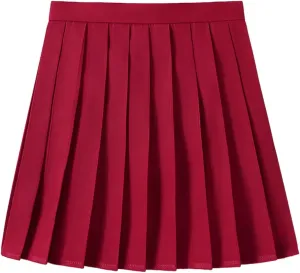 Women Pleated Skirt Preppy Mini School Skirt Solid Color High Waist A Line Short Skirt Party Cheer Skirt Clubwear