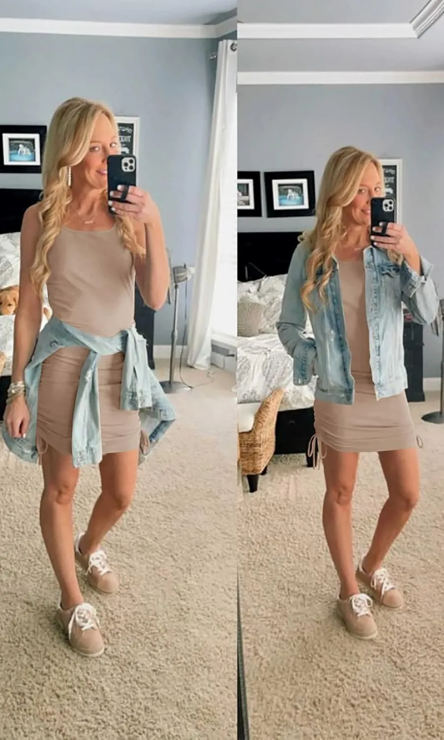 Women Ruched Bodycon Dress Drawstring Tank Dresses Ribbed Summer Mini Dress