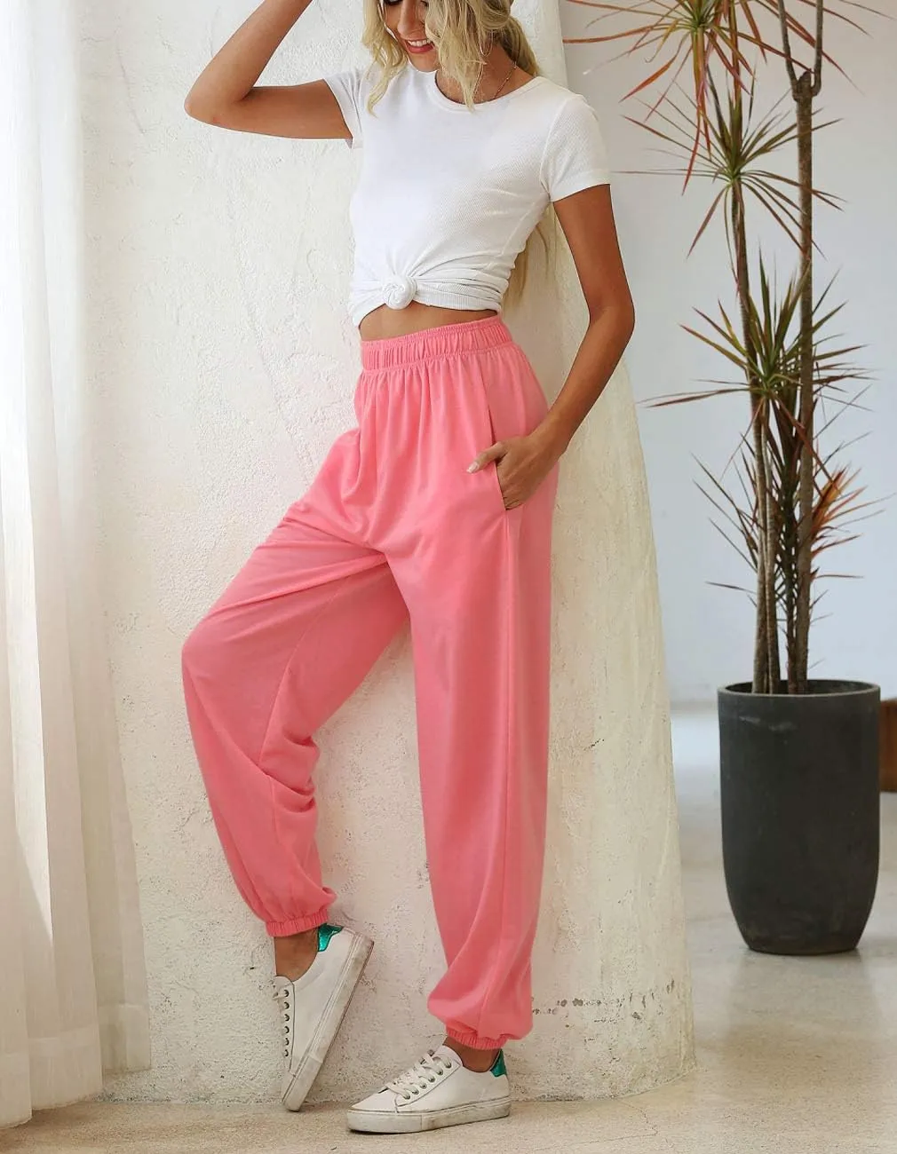 Women Sweatpants Joggers High Waist Tracksuit Bottoms Harem Pants with Pockets Running Workout Casual Lounge Wear
