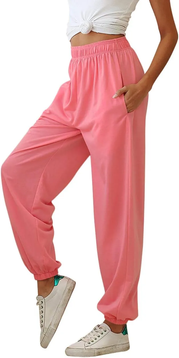 Women Sweatpants Joggers High Waist Tracksuit Bottoms Harem Pants with Pockets Running Workout Casual Lounge Wear
