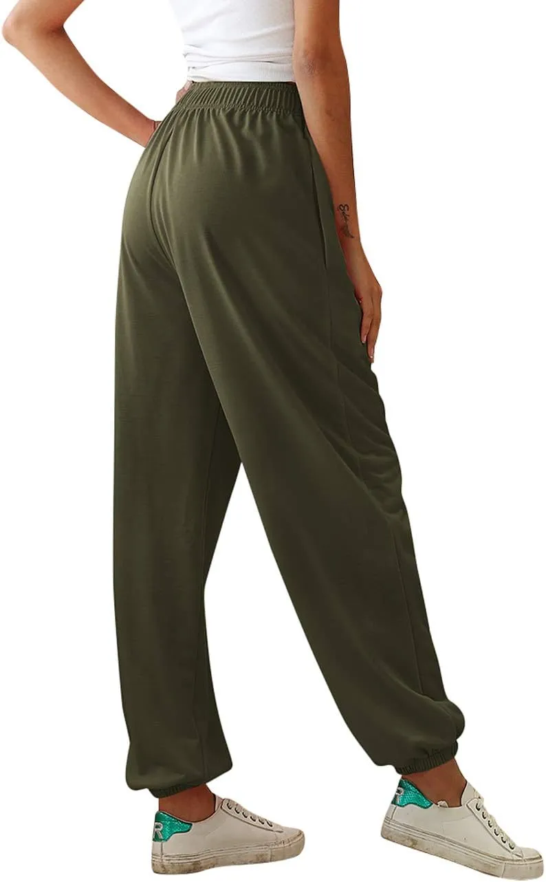 Women Sweatpants Joggers High Waist Tracksuit Bottoms Harem Pants with Pockets Running Workout Casual Lounge Wear
