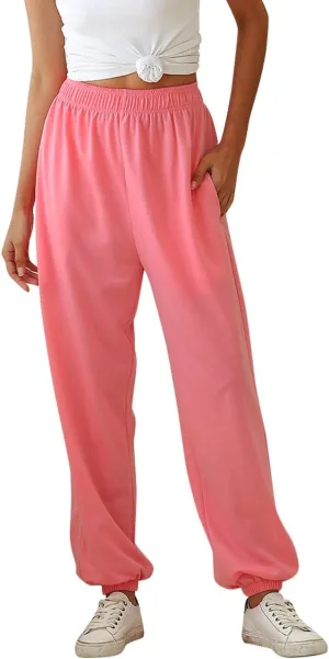 Women Sweatpants Joggers High Waist Tracksuit Bottoms Harem Pants with Pockets Running Workout Casual Lounge Wear
