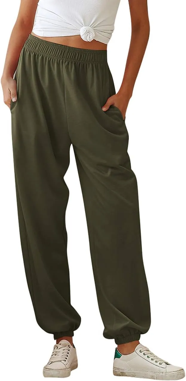 Women Sweatpants Joggers High Waist Tracksuit Bottoms Harem Pants with Pockets Running Workout Casual Lounge Wear