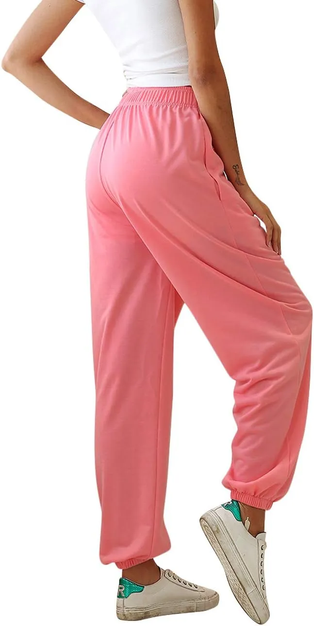 Women Sweatpants Joggers High Waist Tracksuit Bottoms Harem Pants with Pockets Running Workout Casual Lounge Wear