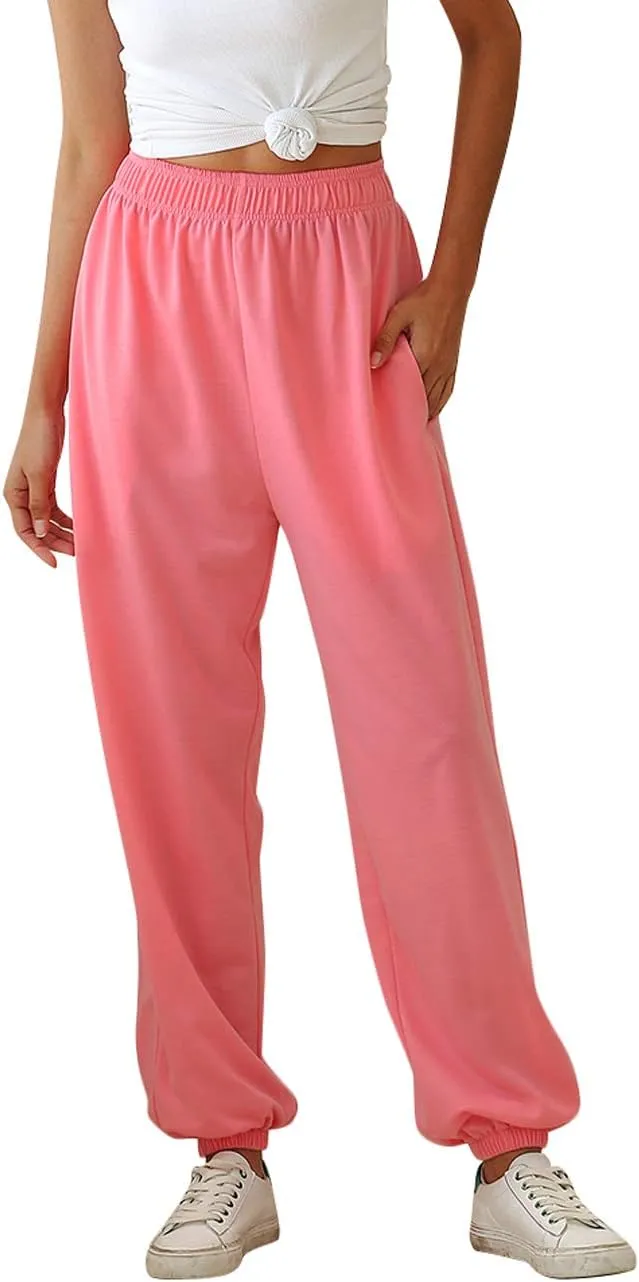 Women Sweatpants Joggers High Waist Tracksuit Bottoms Harem Pants with Pockets Running Workout Casual Lounge Wear