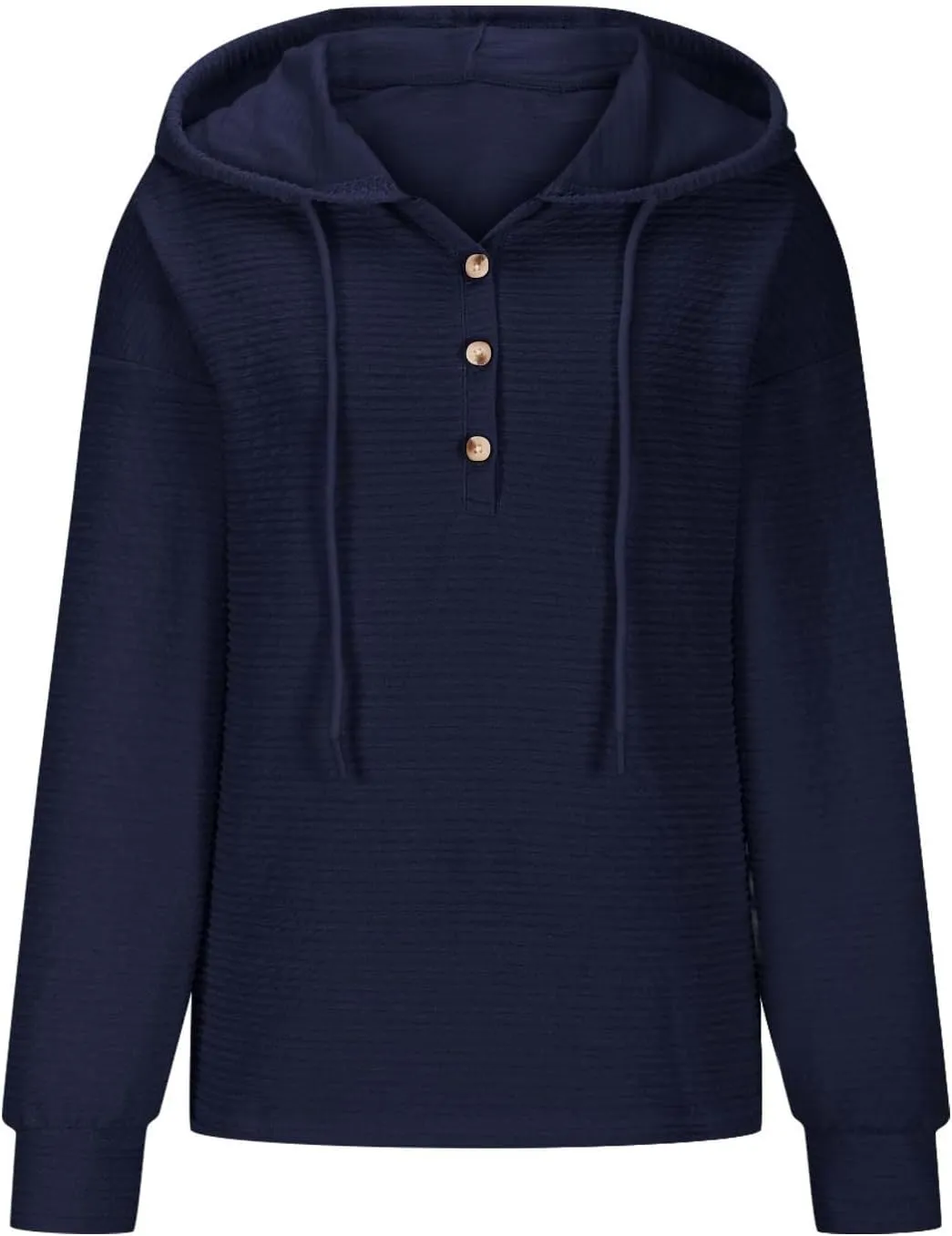 Womens 2024 Hooded Button Drawstring Hoodies Pullover Sweatshirts Casual Long Sleeve Tops Shirts Trendy Warm Tops