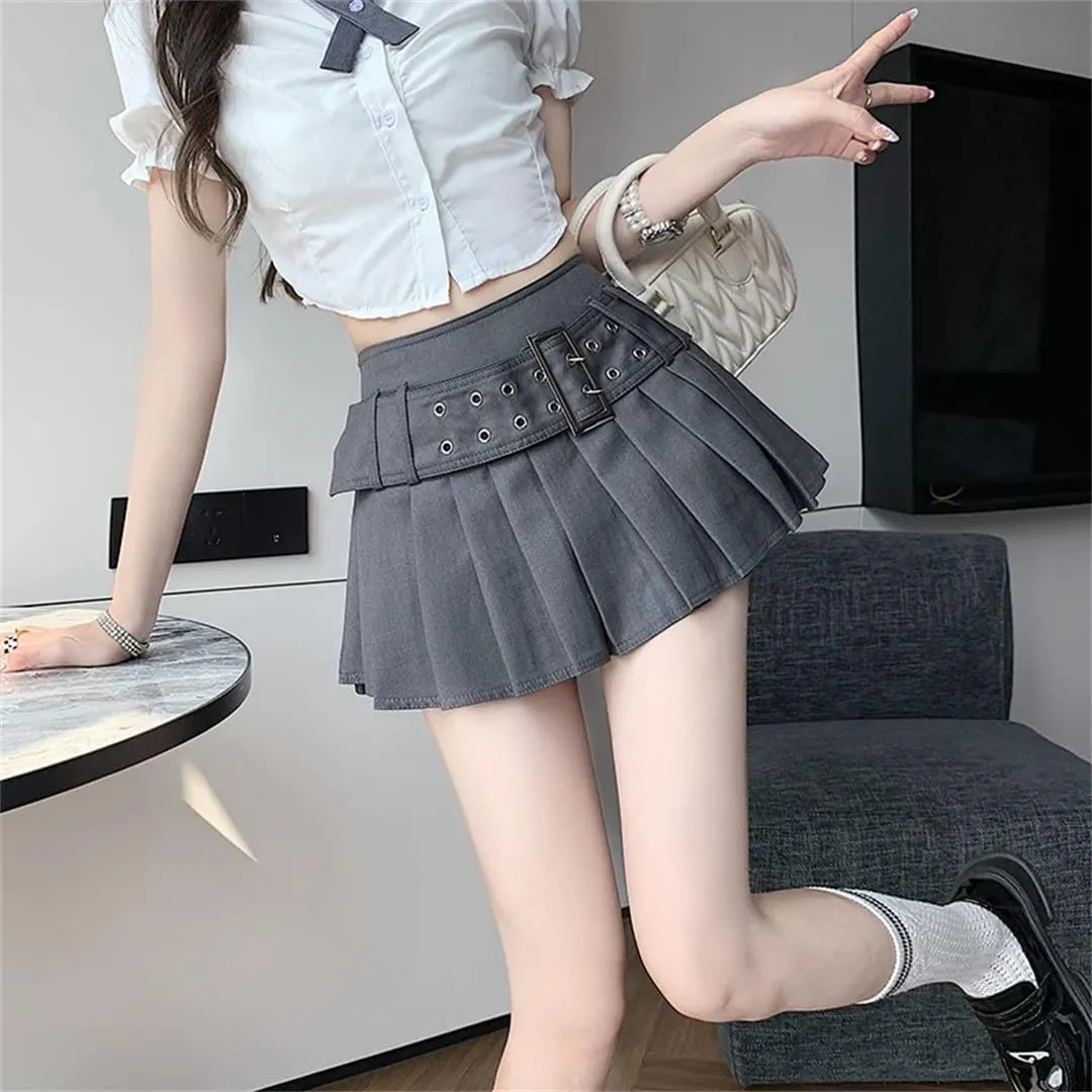 Women's A-Line Pleated Skirt Mini Skirts Harajuku Vintage Aesthetic Skirt