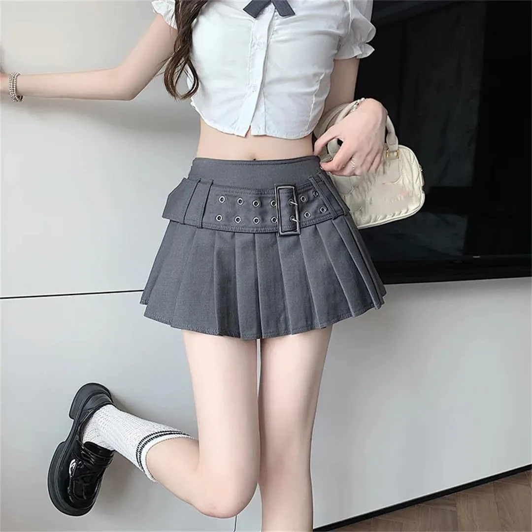 Women's A-Line Pleated Skirt Mini Skirts Harajuku Vintage Aesthetic Skirt