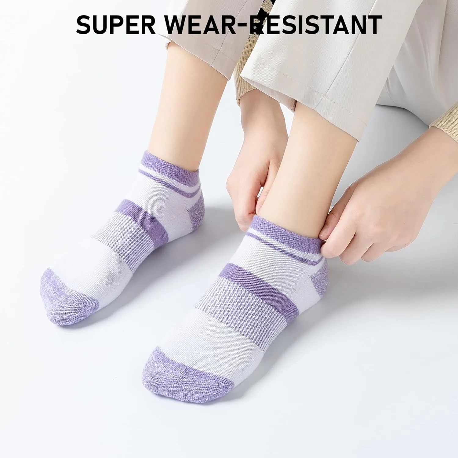 Womens Ankle Socks No Show Low Cut Socks 5 Pairs Seamless Lightweight Non Slip Cushioned Casual Socks for Women