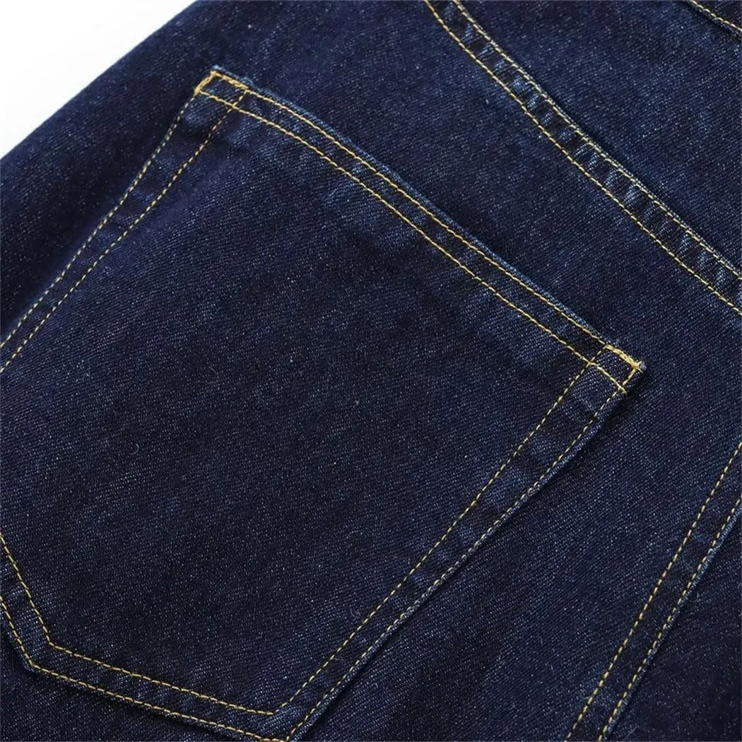 Women's Cotton Fluffy Midi Denim Skirt Casual High Waist Pockets Work A Line Skirt