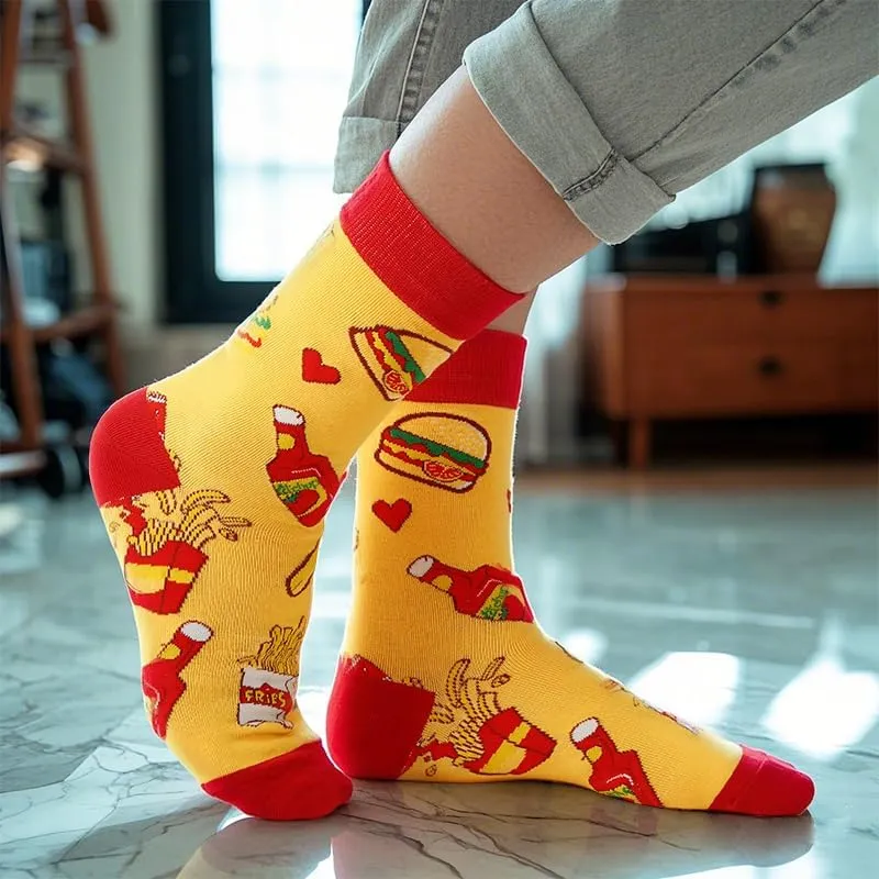 Women's Crazy Novelty Socks - Funny, Colorful Pattern Combed Cotton Socks