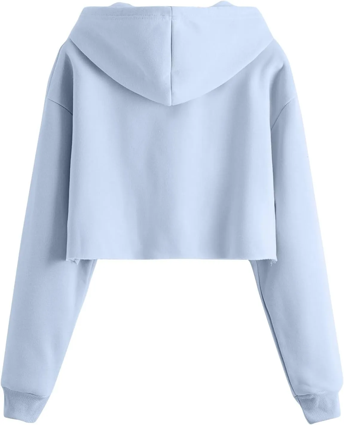 Womens Cropped Hoodie Crop Sweatshirts for Women Casual Workout Pullover Tops Drawstring Top Hooded Sweatshirt Fall