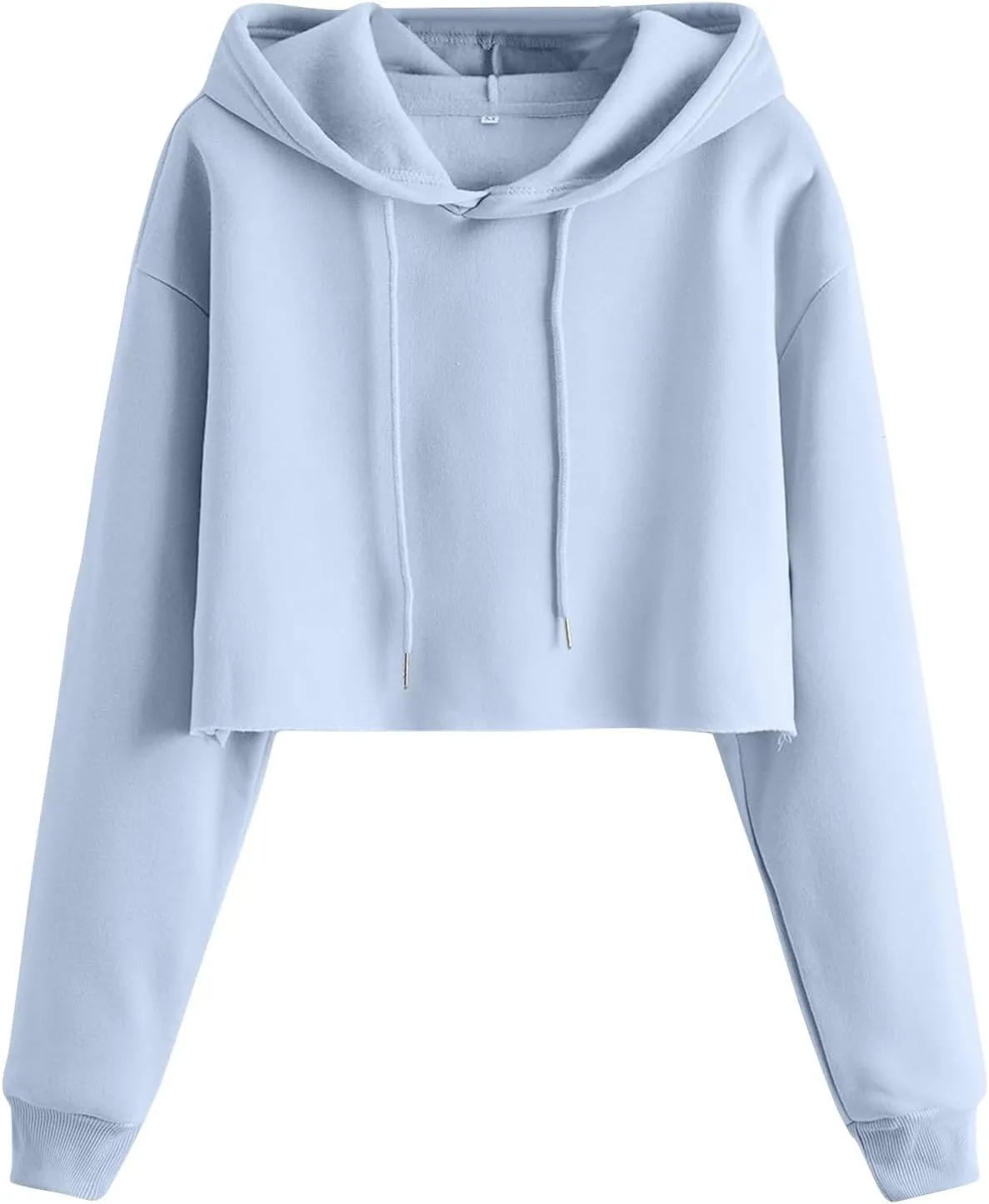 Womens Cropped Hoodie Crop Sweatshirts for Women Casual Workout Pullover Tops Drawstring Top Hooded Sweatshirt Fall