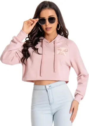 Women's Cropped Hoodie Long Sleeves Crop Top Sweatshirt with Hooded, 2024 Trendy Y2K Hoodies for Women Navel Exposed