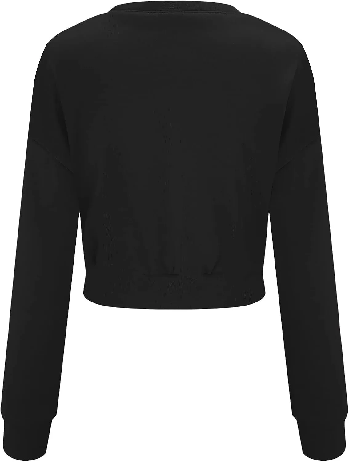 Women's Cropped Sweatshirt Crew Neck Long Sleeve Drop Shoulder Pullover Tops Lightweight Casual Loose Cropped T-Shirts