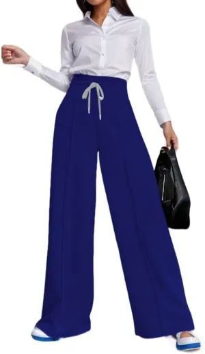 Women's Drawstring High Waisted Wide Leg Long Pants Casual Sweats Pants Cotton 2023 Athletic Trousers with Pockets