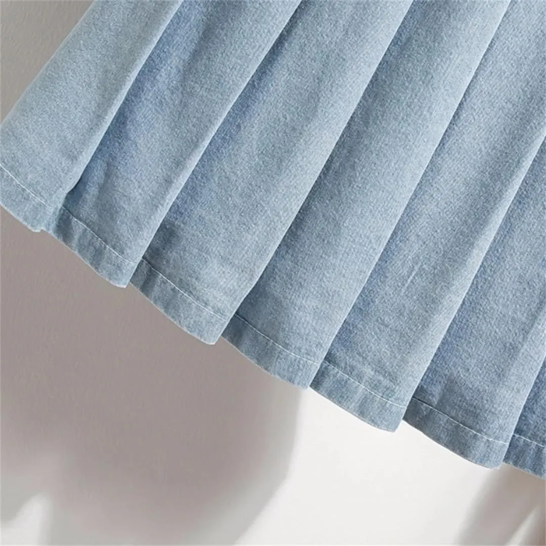 Women's Lace-Up Pleated Skirt Summer Elastic Waist Mini Skirt