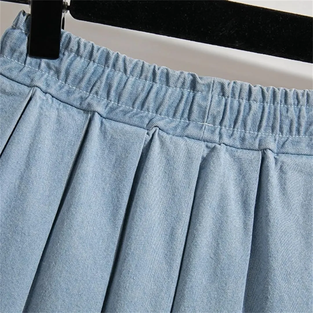 Women's Lace-Up Pleated Skirt Summer Elastic Waist Mini Skirt