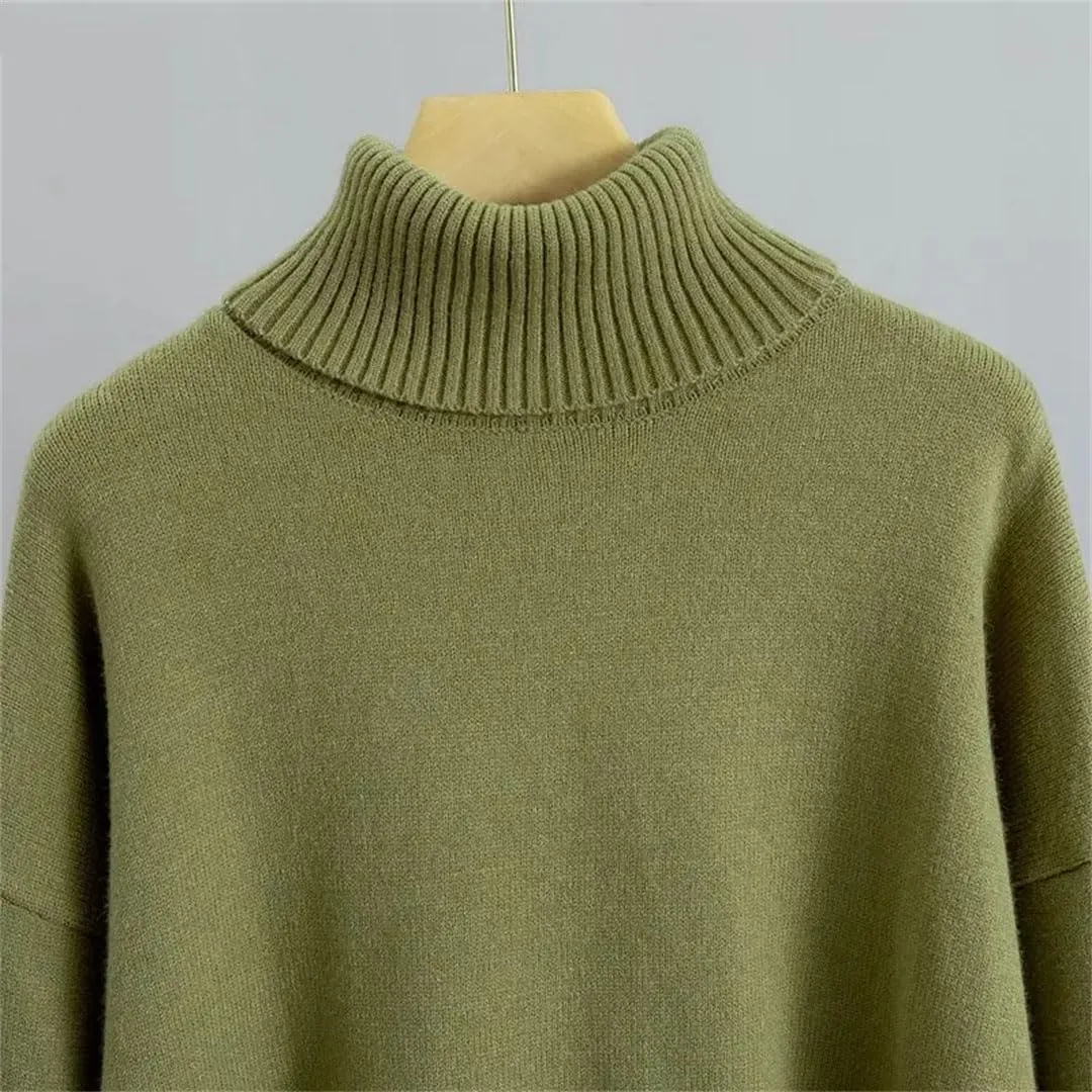 Women's Oversized Cashmere Turtleneck Sweater Chic Loose Fit Knit Pullover Thick Warm Casual Top