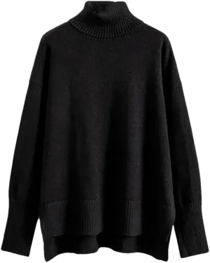 Women's Oversized Cashmere Turtleneck Sweater Chic Loose Fit Knit Pullover Thick Warm Casual Top