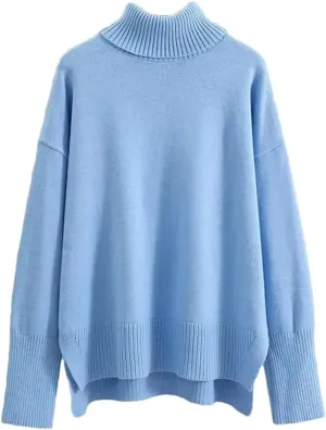 Women's Oversized Cashmere Turtleneck Sweater Chic Loose Fit Knit Pullover Thick Warm Casual Top