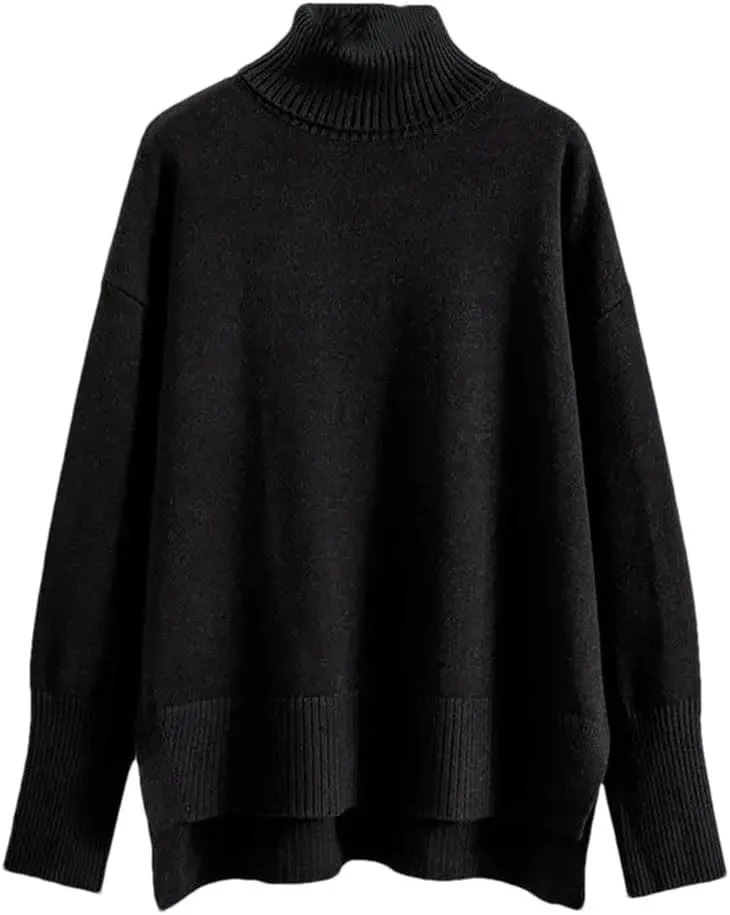 Women's Oversized Cashmere Turtleneck Sweater Chic Loose Fit Knit Pullover Thick Warm Casual Top