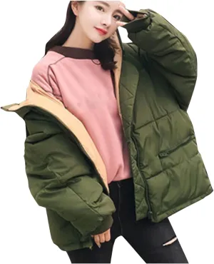 Women's Puffer Jackets Casual Winter Full Zip up Down Coats Oversized Quilted Jacket Warm Outerwear with Pockets