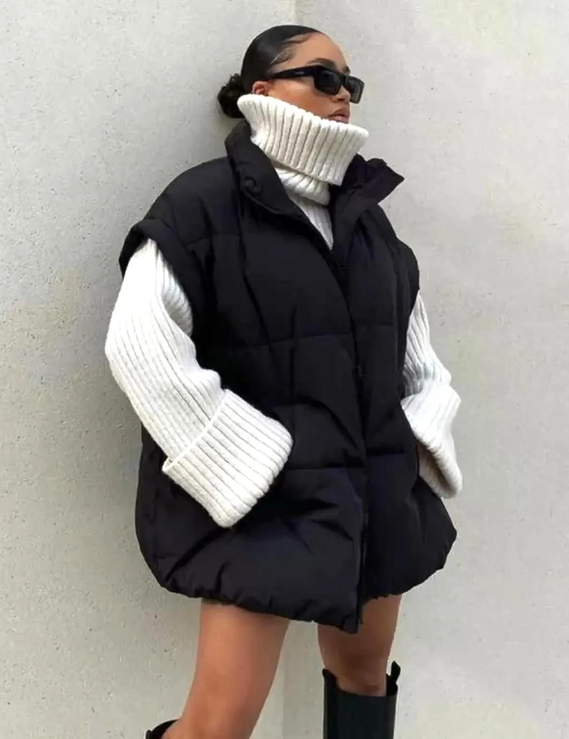 Womens Quilted Puffer Vest Sleeveless Zip up Jacket Stand Collar Padded Gilet Coat with Pockets