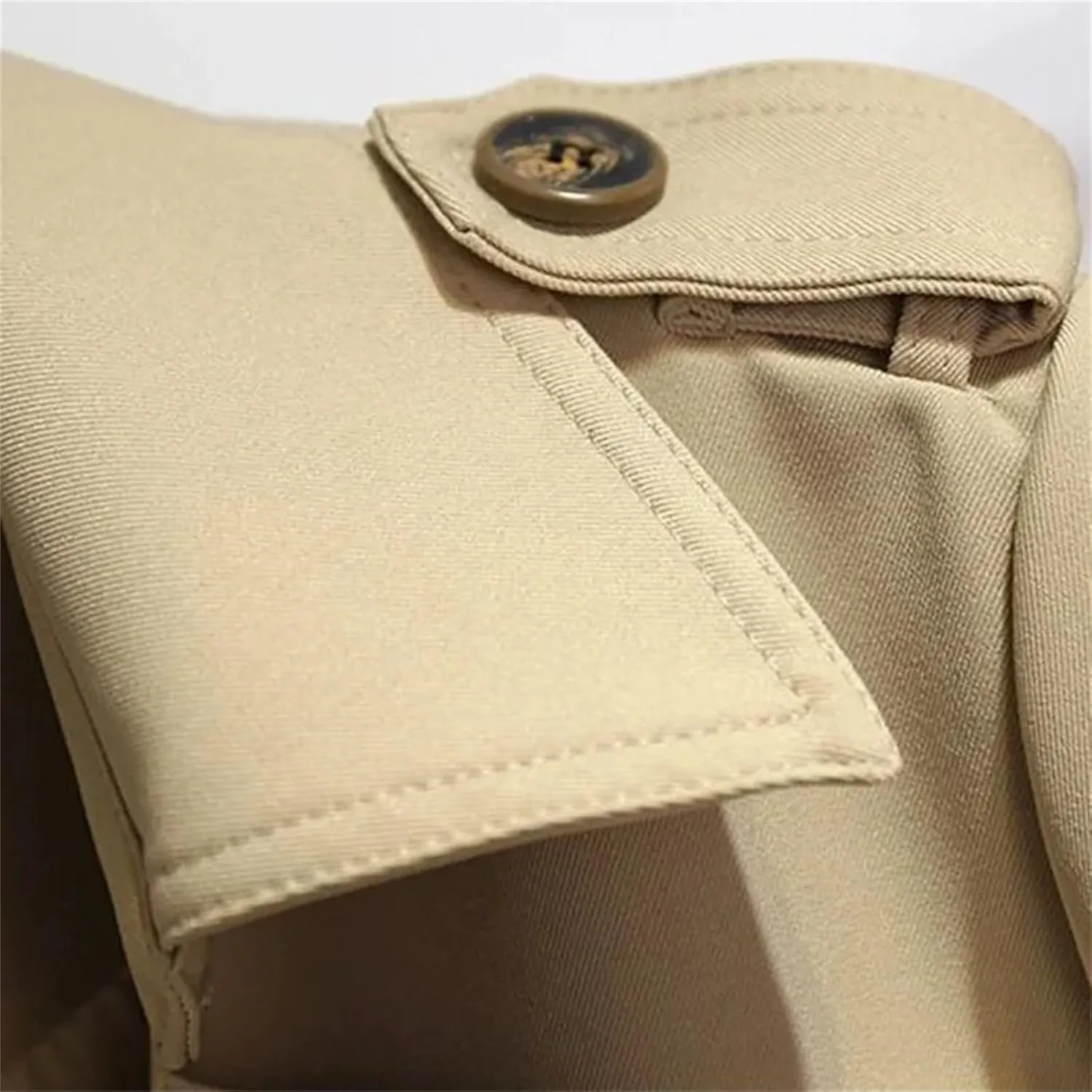 Women's Short Trench Coat – Drawstring Casual Jacket Spring Double-Breasted With Lining Office Outerwear For Ladies