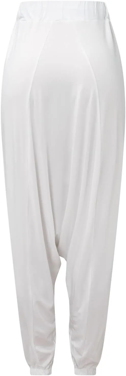 Womens Solid Color Drop Crotch Harem Pants Drawstring Loose Fit Aladdin Hippie Palazzo Lounge Elephant Boho Pants