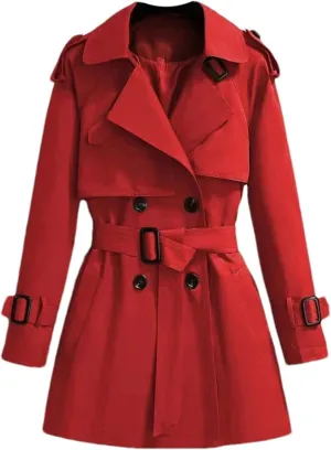 Women's Spring Trench Coat – Double-Breasted All-Match Casual Wind-Breaker Belted Loose Fit Medium Length Outerwear