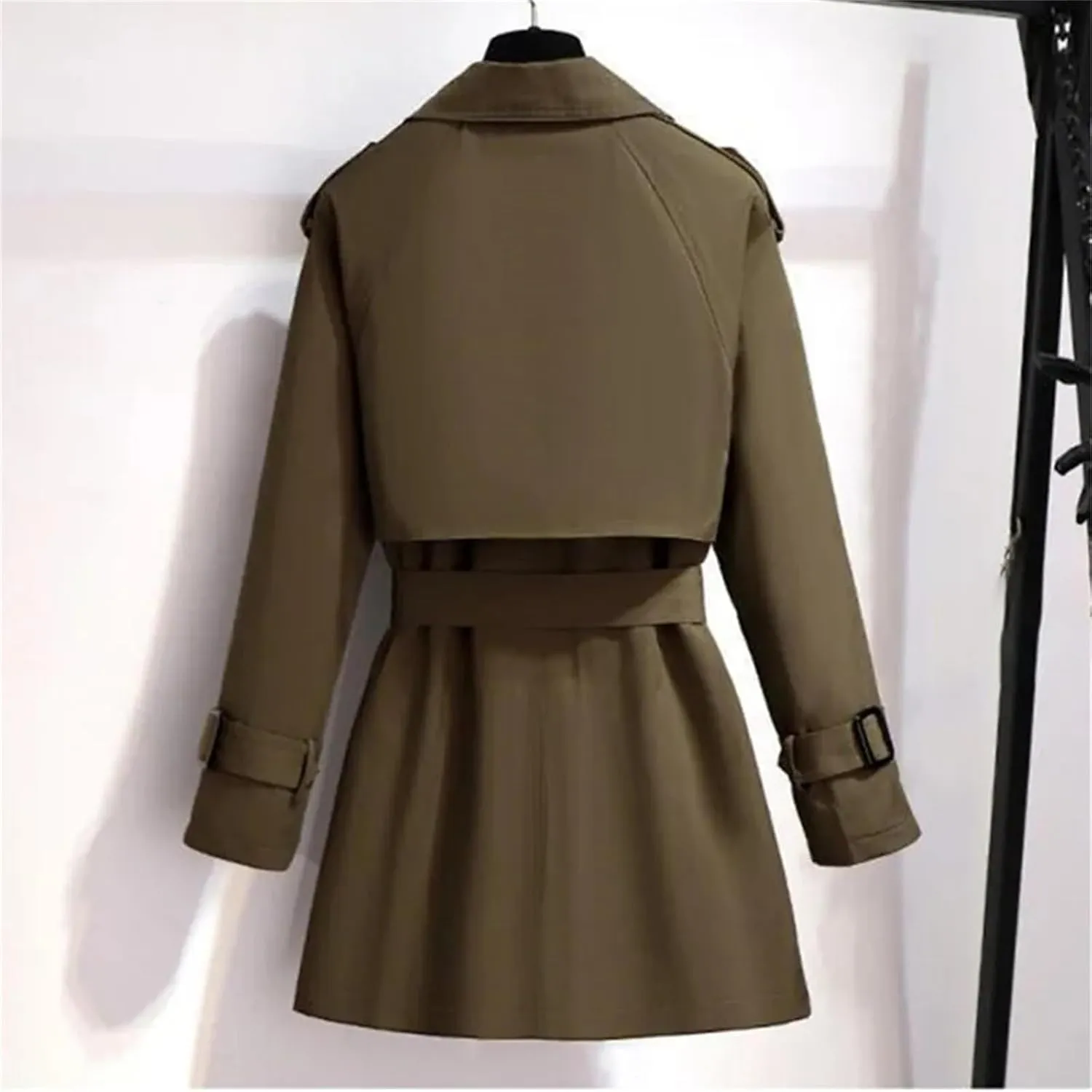 Women's Spring Trench Coat – Double-Breasted All-Match Casual Wind-Breaker Belted Loose Fit Medium Length Outerwear