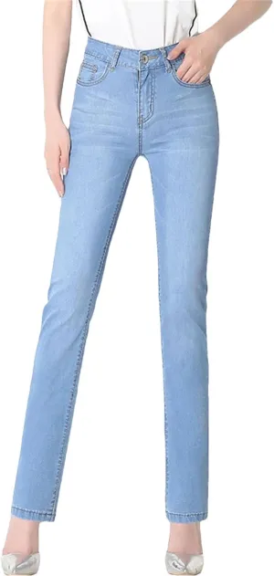 Womens Thin Skinny Jeans Straight Slimming Fit Pencil Pants Cotton Stretch Casual Denim Pants