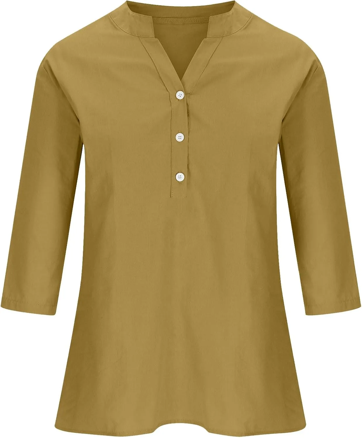 Women's V-Neck Long Sleeve Loose Button Cotton And Linen T-shirt Blouse,2024 Fall&Winter Womens Trendy Tops
