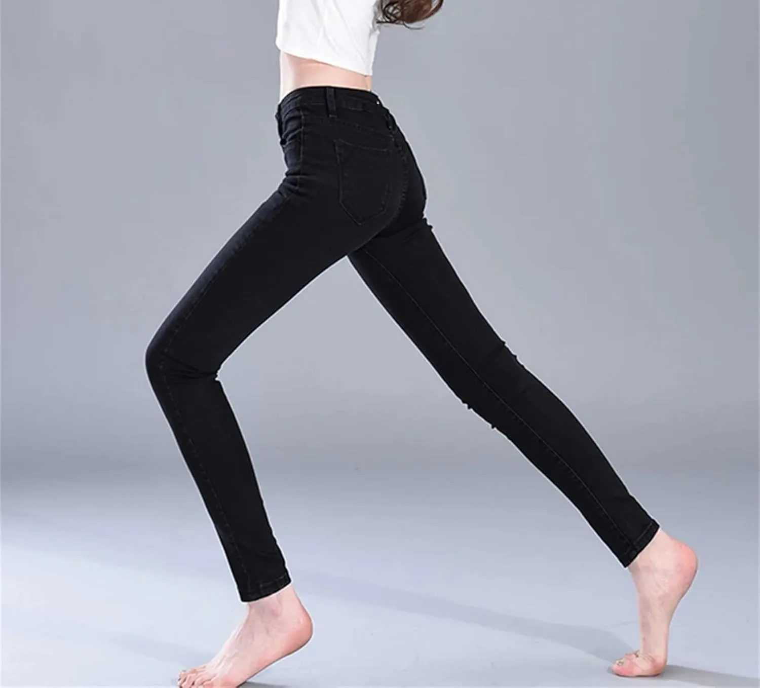 Womens Vintage Wide Leg Jeans Loose High Waist Trousers Stretch Skinny Casual Pencil Pants