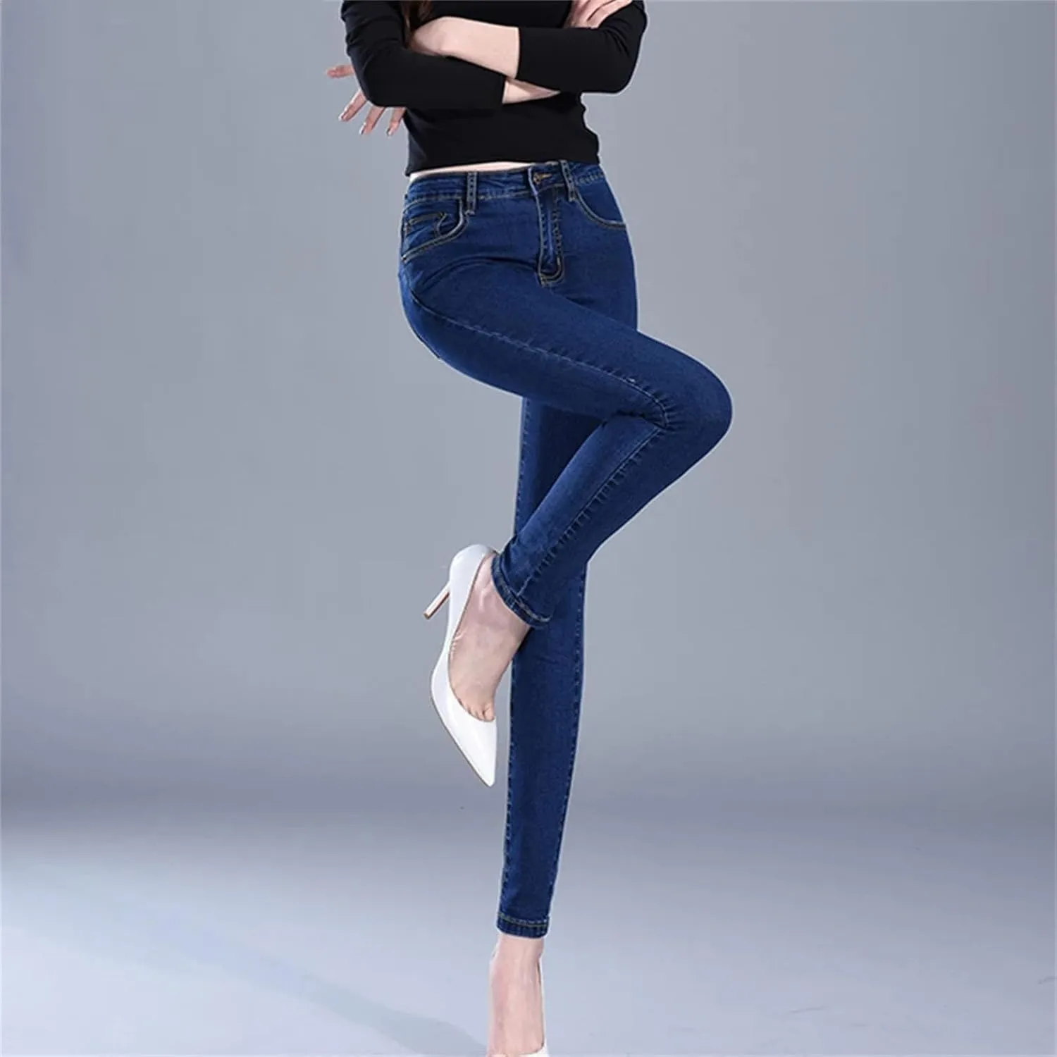 Womens Vintage Wide Leg Jeans Loose High Waist Trousers Stretch Skinny Casual Pencil Pants