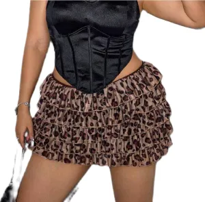 Y2K Lace Mini Skirt for Women Sexy Layered Pleated Flowy Short Skirt Low Rise Ruffle Half Slip Skirt Underskirt