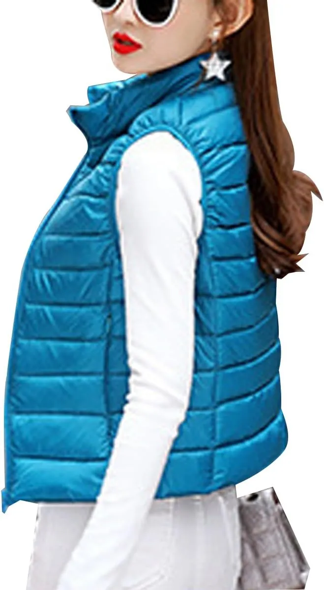 YMING Womens Packable Down Vest Solid Color Lightweight Outwear Zipper Puffer Vest Jackets