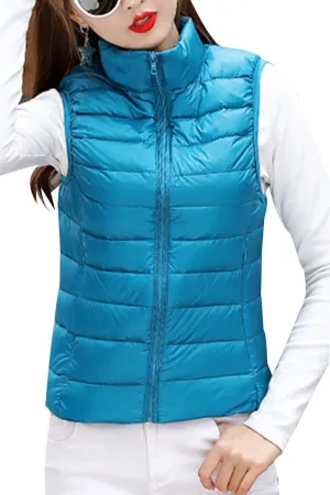 YMING Womens Packable Down Vest Solid Color Lightweight Outwear Zipper Puffer Vest Jackets
