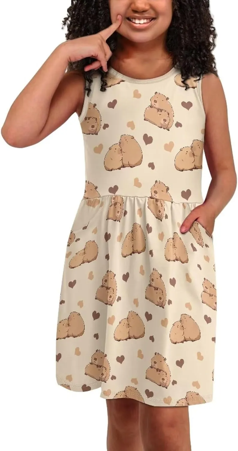 Ystardream Dress for Girls Cute Girl's Loose Casual Holiday Midi Dress