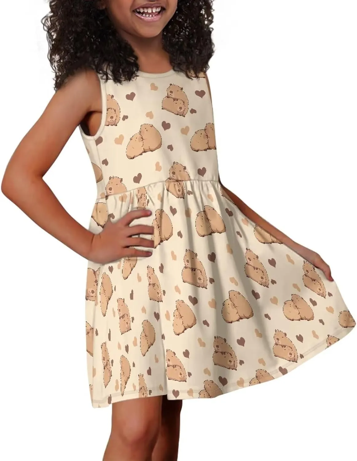 Ystardream Dress for Girls Cute Girl's Loose Casual Holiday Midi Dress