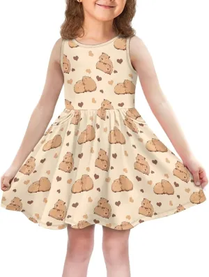 Ystardream Dress for Girls Cute Girl's Loose Casual Holiday Midi Dress
