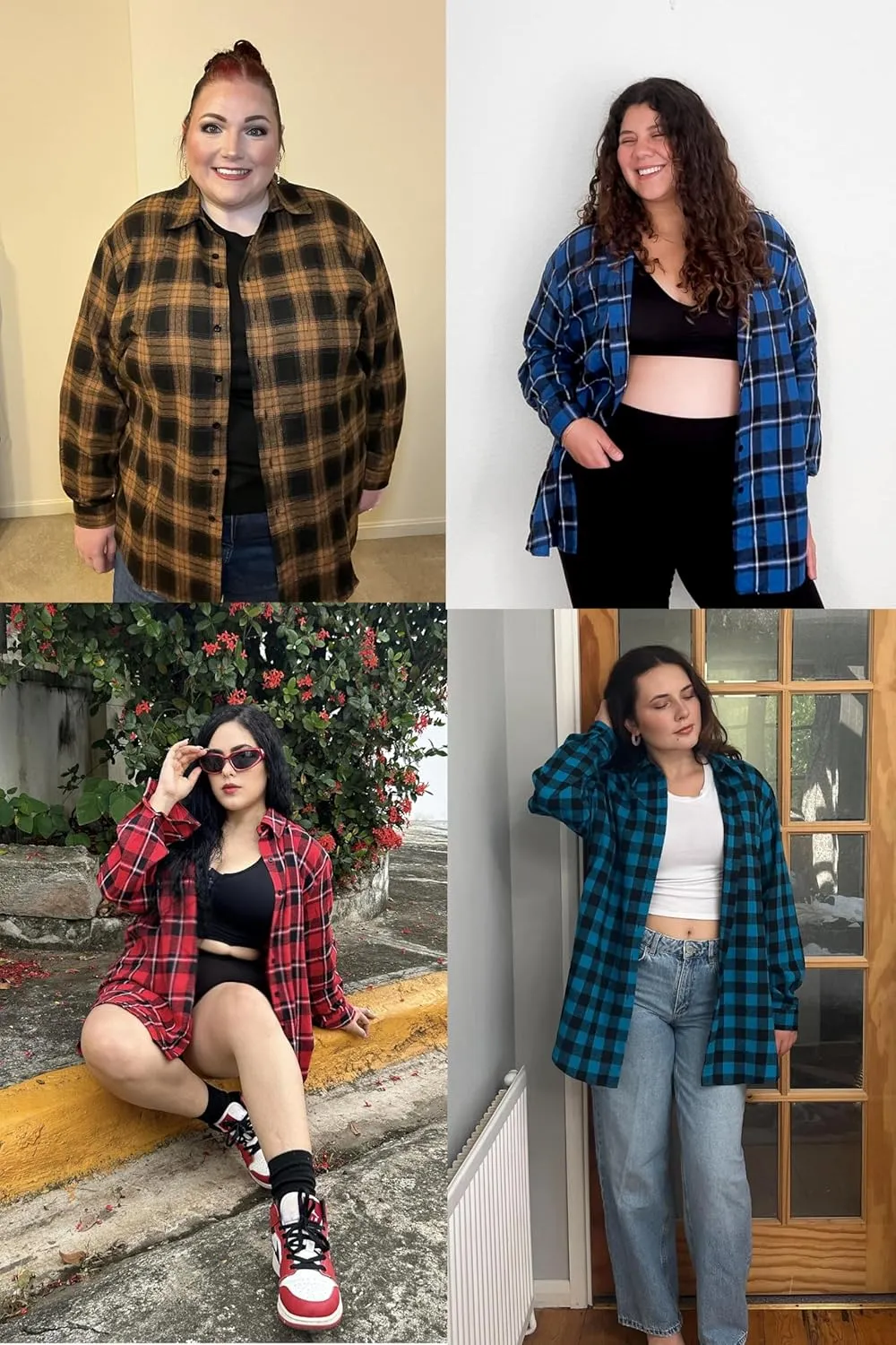 Zeagoo Womens Plus Size Flannel Shirt Plaid Shirts Long Sleeves Casual Button Down Collared Shacket Tops 16W-26W