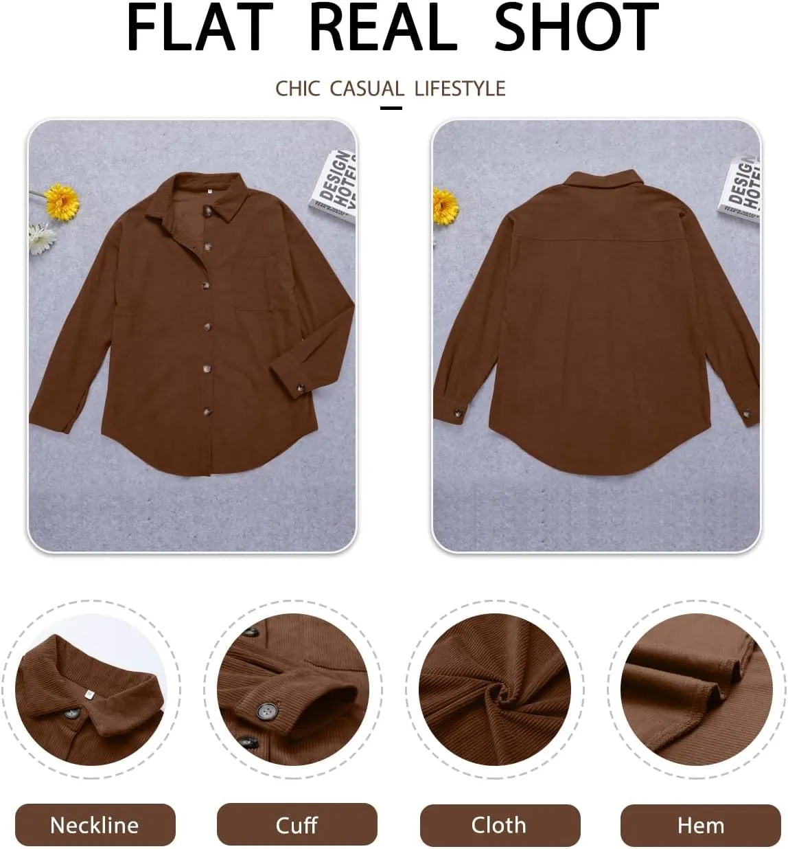 ZOLUCKY Womens Shackets Jacket Plus Size Long Sleeve Button Down Shirts Blouses Tops